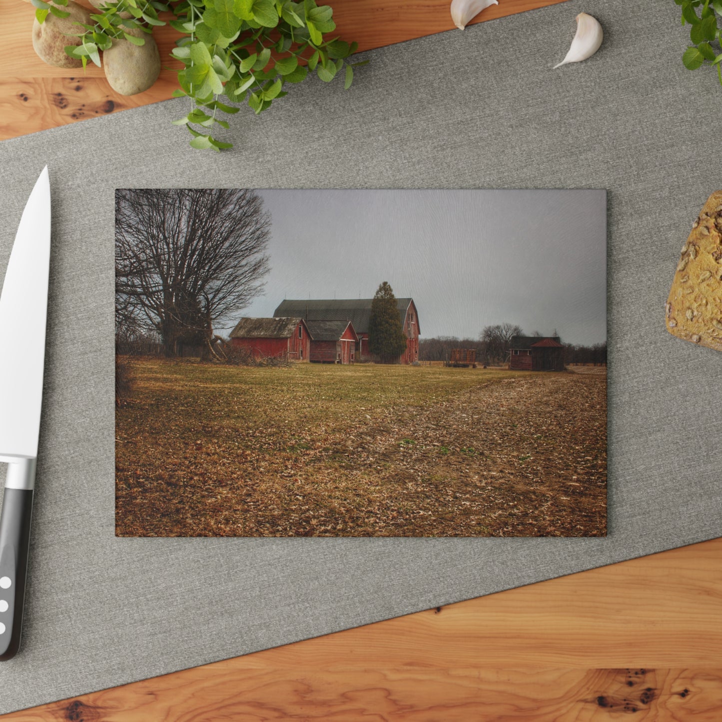 U R There Photography Wilder Road Reds in Spring Rustic Farmhouse Tempered-Glass Cutting Board