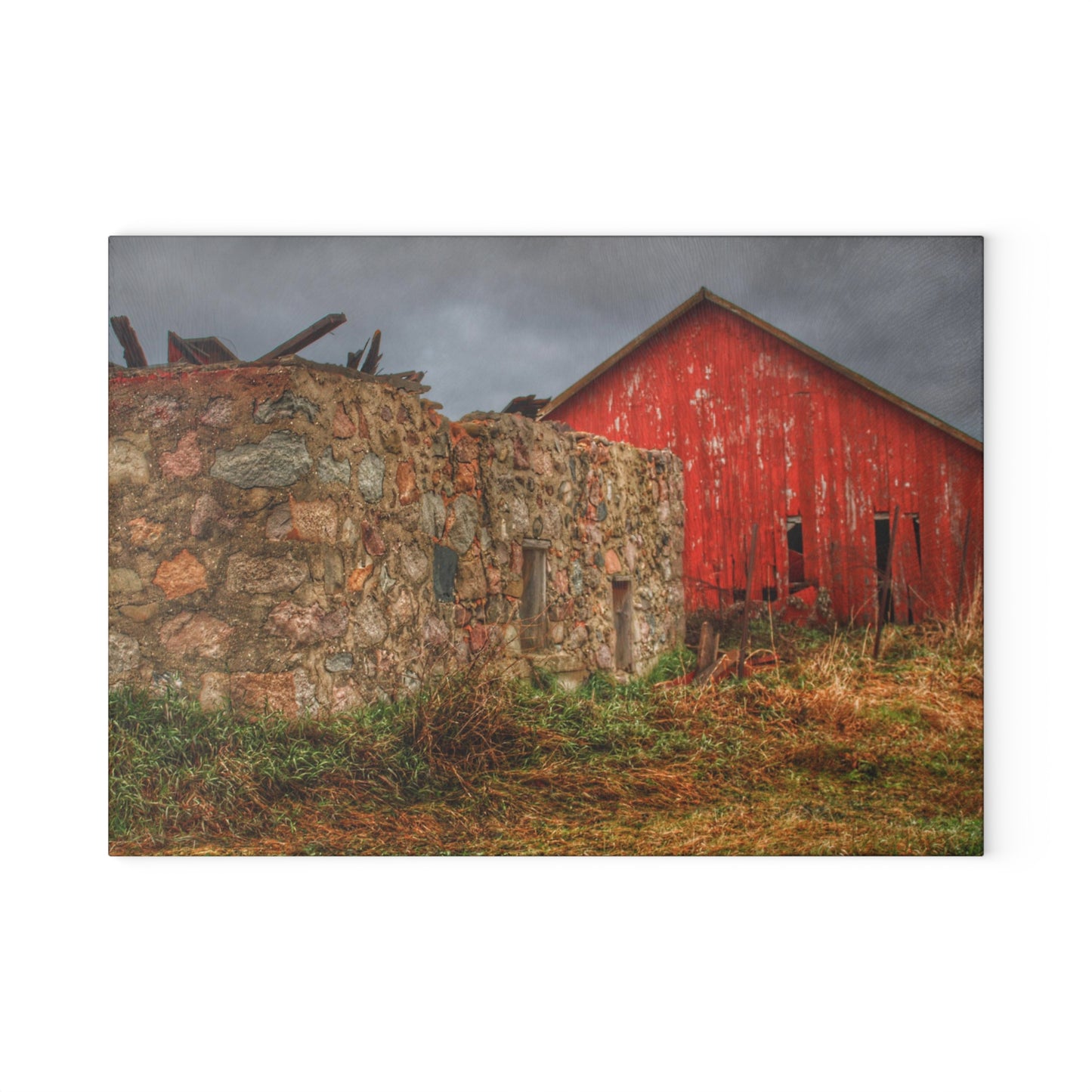 U R There Photography Stanley Road Ruins Rustic Farmhouse Tempered-Glass Cutting Board