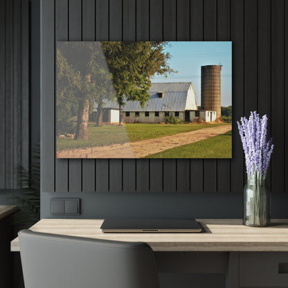 U R There Photography White Barn and Silo Rustic Farmhouse Acrylic Wall Print