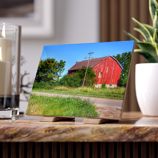 U R There Photography Armstrong Road Red II Rustic Farmhouse Decorative Ceramic Tile