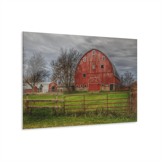 U R There Photography Beyond the Fence Red Rustic Farmhouse Acrylic Wall Print