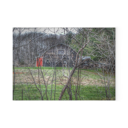 U R There Photography Hidden Capac Grey Rustic Farmhouse Tempered-Glass Cutting Board