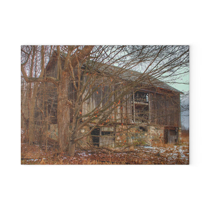 U R There Photography Norway Lake Road Hidden Grey II Rustic Farmhouse Tempered-Glass Cutting Board