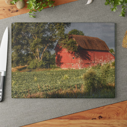U R There Photography Genesee Road Red II Rustic Farmhouse Tempered-Glass Cutting Board