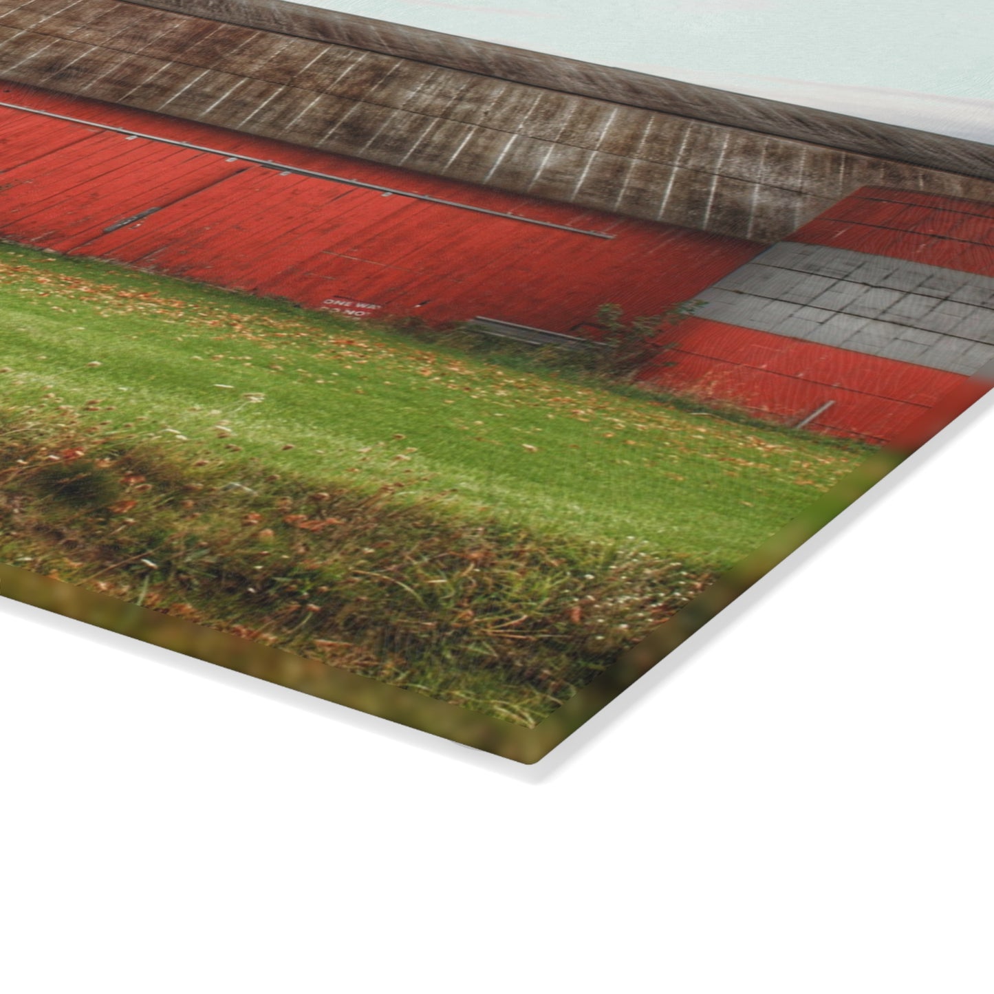 U R There Photography Oak Road Barber Barn I Rustic Farmhouse Tempered-Glass Cutting Board