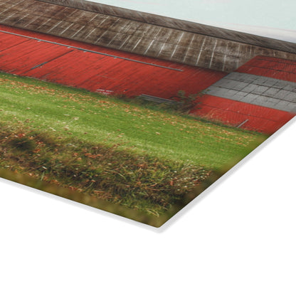 U R There Photography Oak Road Barber Barn I Rustic Farmhouse Tempered-Glass Cutting Board
