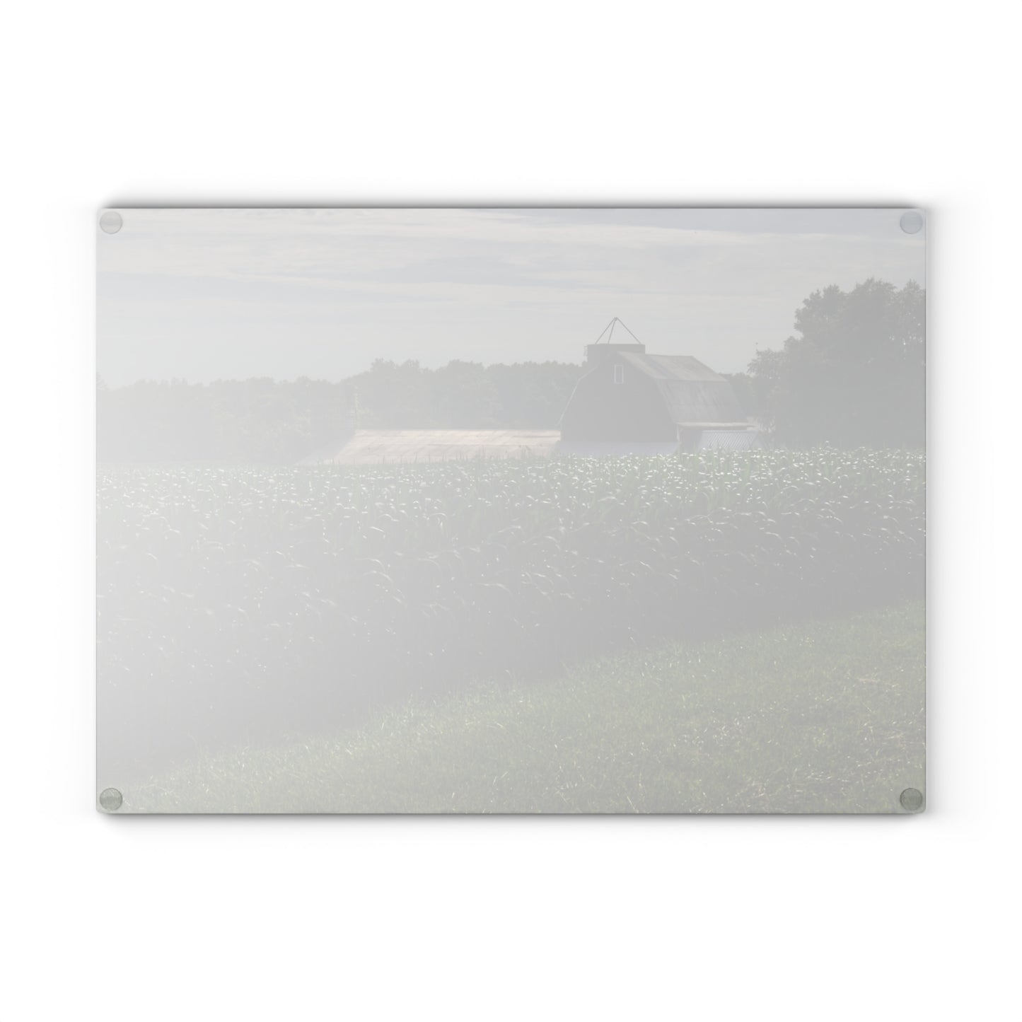 U R There Photography Above the Corn on Piersonville Road II Rustic Farmhouse Tempered-Glass Cutting Board