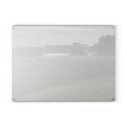U R There Photography Above the Corn on Piersonville Road II Rustic Farmhouse Tempered-Glass Cutting Board
