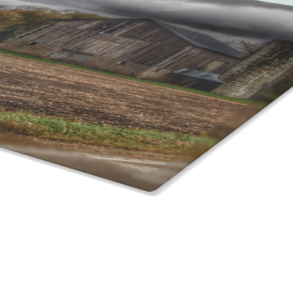 U R There Photography Gilford Grey II Rustic Farmhouse Tempered-Glass Cutting Board