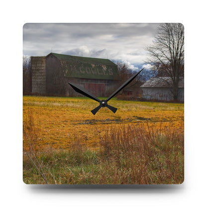 U R There Photography Golden Fields Farm Rustic Farmhouse Acrylic Analog Wall Clock