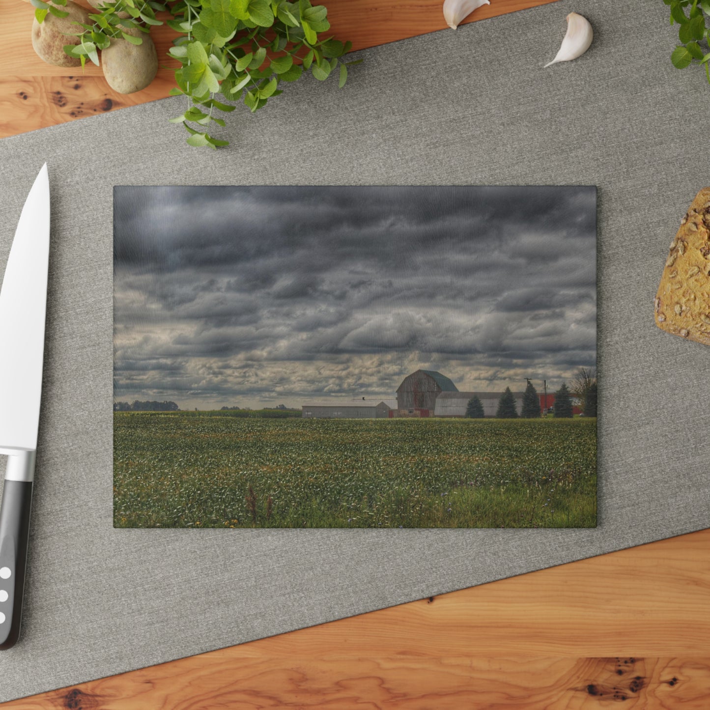 U R There Photography Early Fall on the Farm Rustic Farmhouse Tempered-Glass Cutting Board