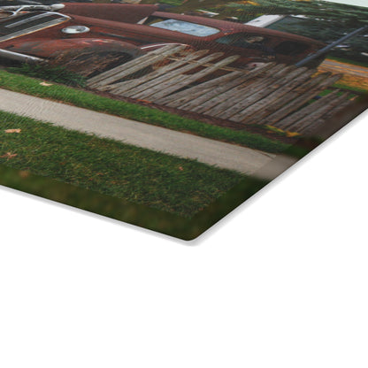 U R There Photography Oak Road Metamora Mechanics Rustic Farmhouse Tempered-Glass Cutting Board