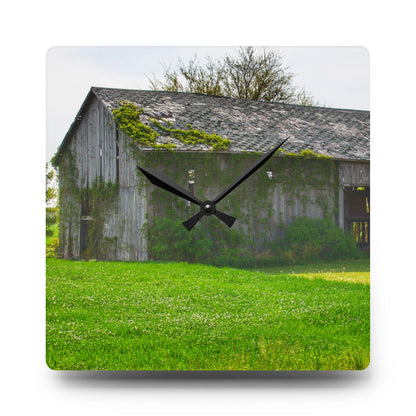 U R There Photography Caro Road Twin Grey I Rustic Farmhouse Acrylic Analog Wall Clock