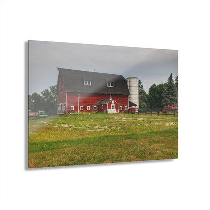 U R There Photography Oxford Old Red and Silo Rustic Farmhouse Acrylic Wall Print