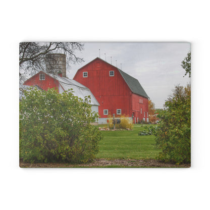 U R There Photography Potters Road Reds Rustic Farmhouse Tempered-Glass Cutting Board