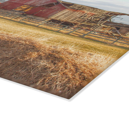 U R There Photography Irish Road Old Reds II Rustic Farmhouse Tempered-Glass Cutting Board