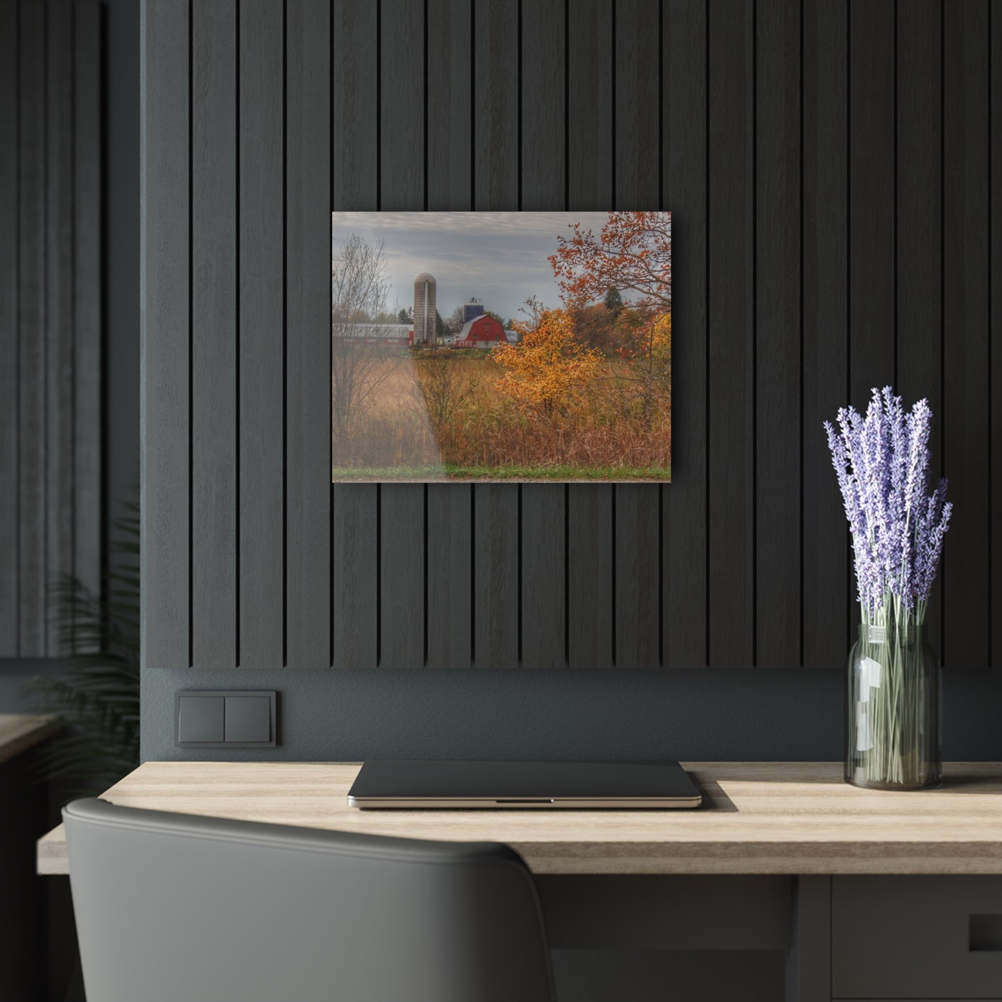 U R There Photography Vienna Road Red and Silo Rustic Farmhouse Acrylic Wall Print