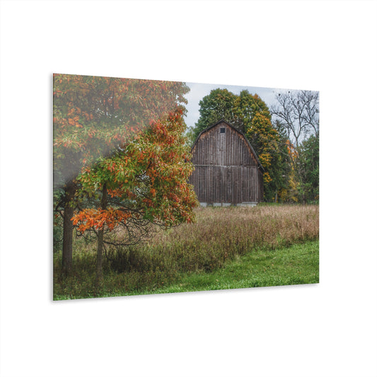 U R There Photography Mount Morris Road Grey in the Fall Rustic Farmhouse Acrylic Wall Print