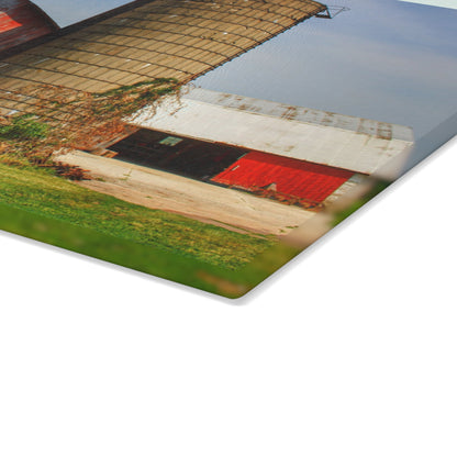 U R There Photography Marlette Red III Rustic Farmhouse Tempered-Glass Cutting Board