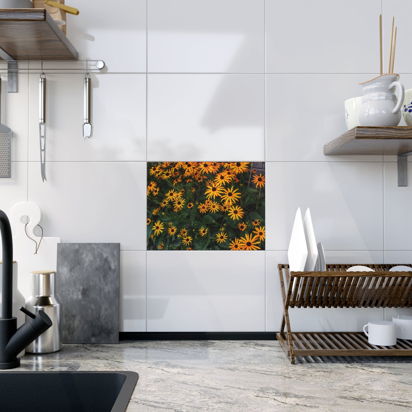 U R There Photography Black-Eyed Susan Rustic Farmhouse Decorative Ceramic Tile