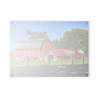 U R There Photography Frances Road Reds I Rustic Farmhouse Tempered-Glass Cutting Board
