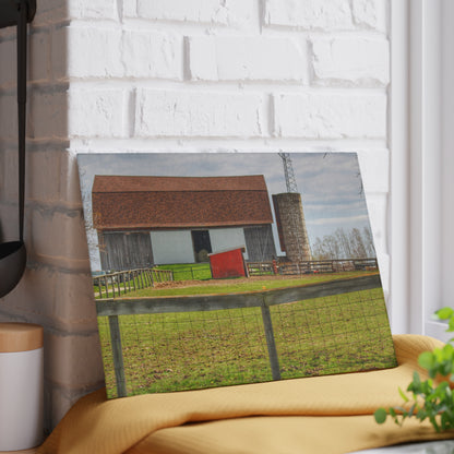 U R There Photography North Vassar Road Grey Rustic Farmhouse Tempered-Glass Cutting Board