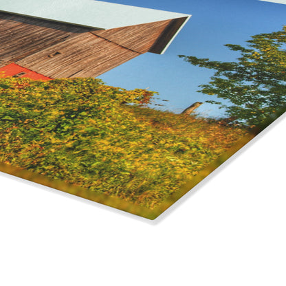 U R There Photography Hilltop High Grey Rustic Farmhouse Tempered-Glass Cutting Board