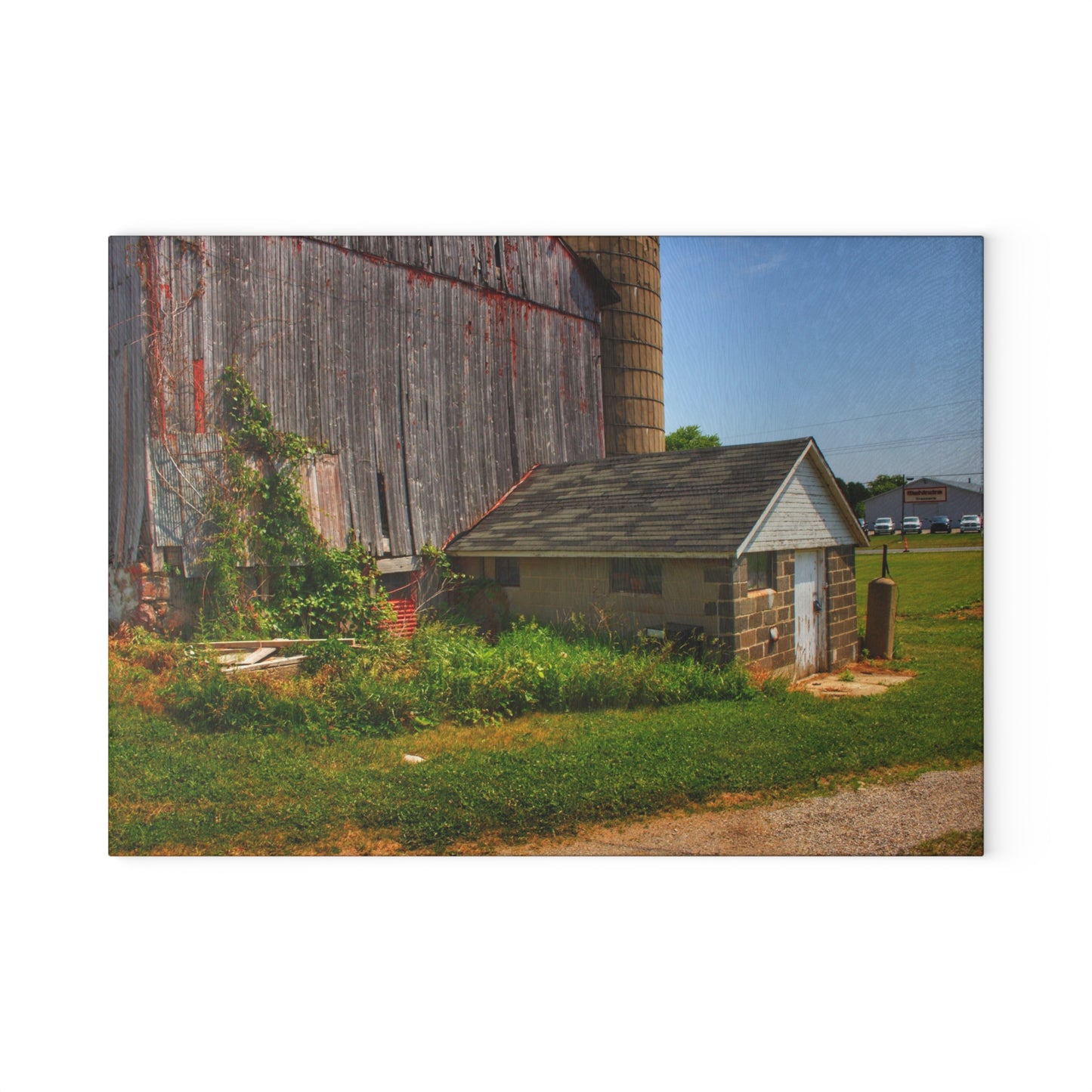 U R There Photography Marlette Red V Rustic Farmhouse Tempered-Glass Cutting Board
