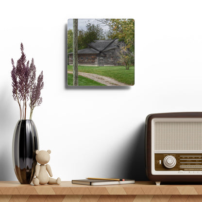 U R There Photography Hayes Road Hidden II Rustic Farmhouse Acrylic Analog Wall Clock
