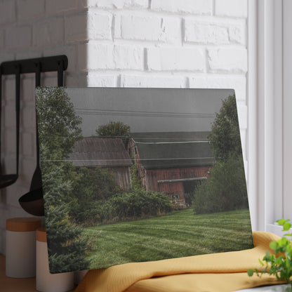 U R There Photography Bowers Road Grey Duo II Rustic Farmhouse Tempered-Glass Cutting Board
