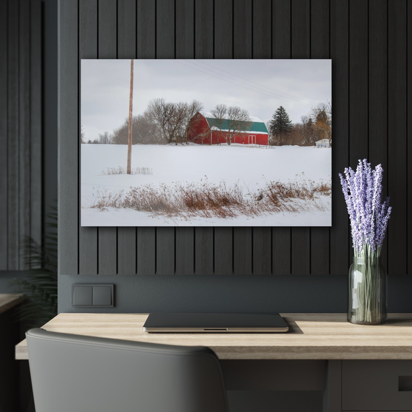 U R There Photography Five Lakes Hidden Red Rustic Farmhouse Acrylic Wall Print
