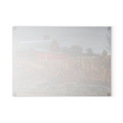 U R There Photography Hough Road Reds I Rustic Farmhouse Tempered-Glass Cutting Board
