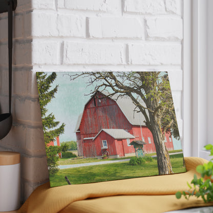 U R There Photography French Road Centennial Reds I Rustic Farmhouse Tempered-Glass Cutting Board
