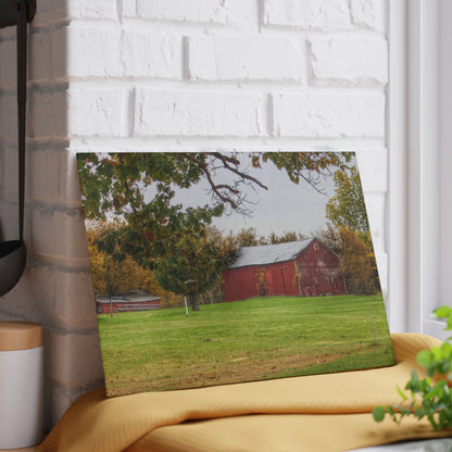 U R There Photography Hill Road Roadside Red Rustic Farmhouse Tempered-Glass Cutting Board