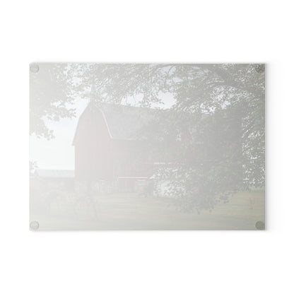 U R There Photography Weaver Road Red I Rustic Farmhouse Tempered-Glass Cutting Board