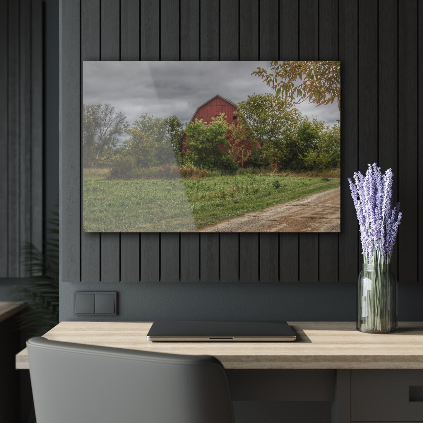 U R There Photography Bristol Road Hidden Red Rustic Farmhouse Acrylic Wall Print