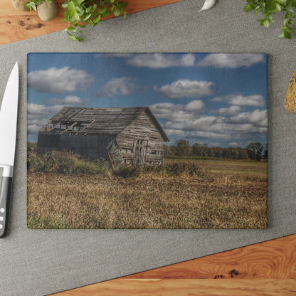 U R There Photography Freiberger Road Little Grey Shack Rustic Farmhouse Tempered-Glass Cutting Board