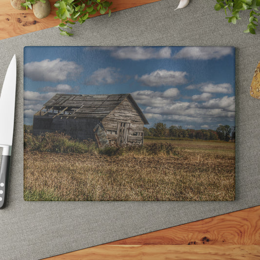 U R There Photography Freiberger Road Little Grey Shack Rustic Farmhouse Tempered-Glass Cutting Board