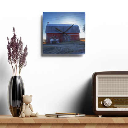 U R There Photography Rochester Red on a Spring Morning Rustic Farmhouse Acrylic Analog Wall Clock