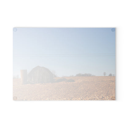 U R There Photography Hurd Corners Road Grey Rustic Farmhouse Tempered-Glass Cutting Board