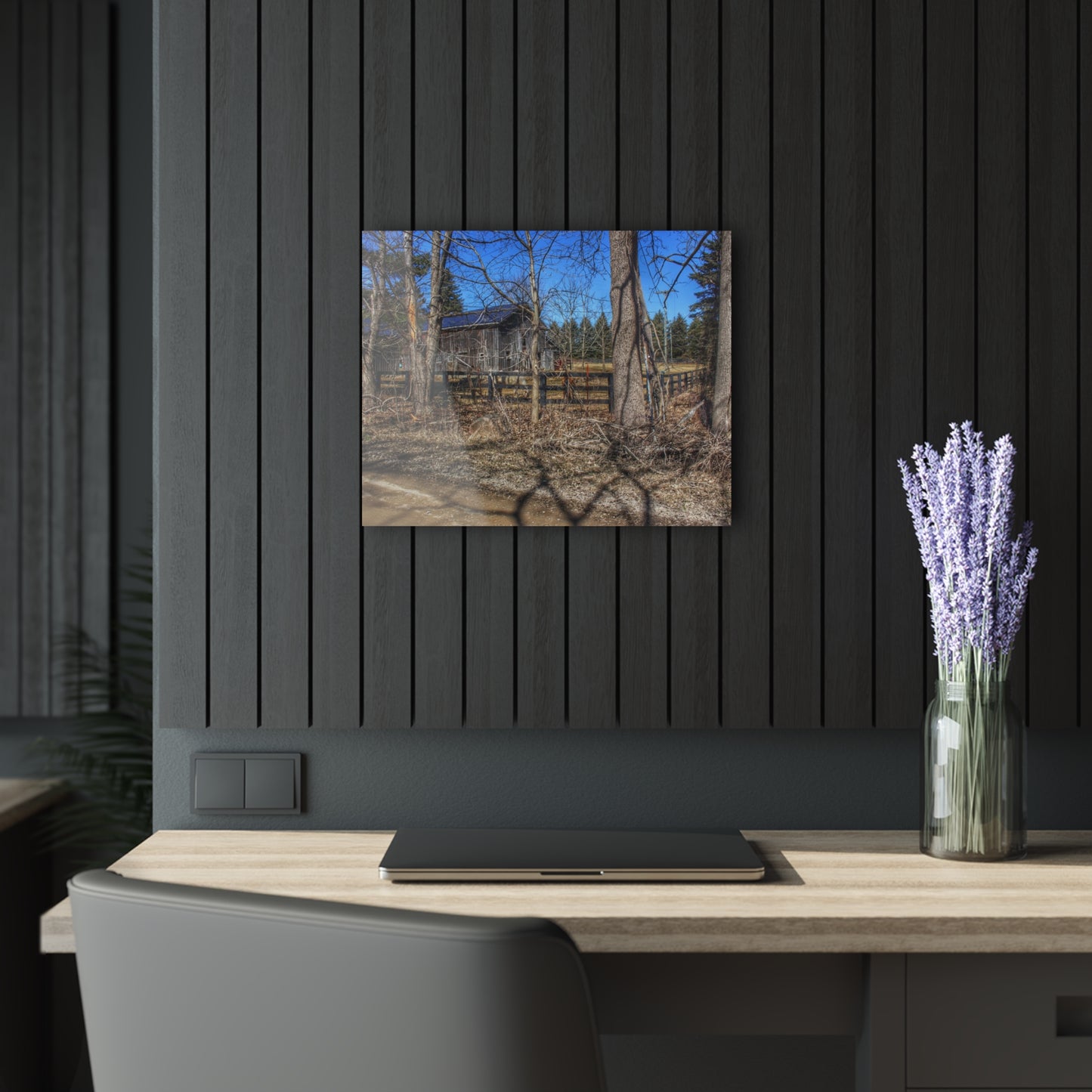 U R There Photography Brewer Road Grey Rustic Farmhouse Acrylic Wall Print