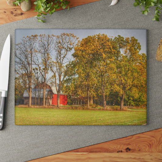 U R There Photography Barkley Road Red II Rustic Farmhouse Tempered-Glass Cutting Board