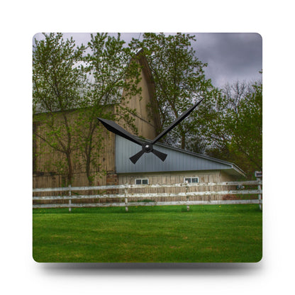 U R There Photography Grange Hall Road Whitewash Grey Rustic Farmhouse Acrylic Analog Wall Clock