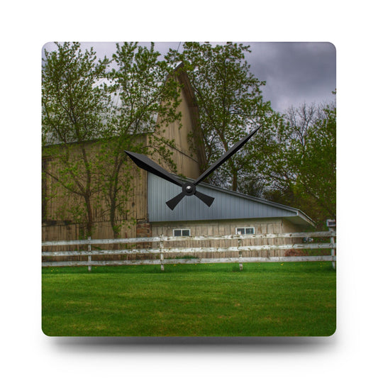 Grange Hall Road Whitewash Grey Rustic Farmhouse Acrylic Analog Wall Clock 10.75'' × 10.75'' (Square)