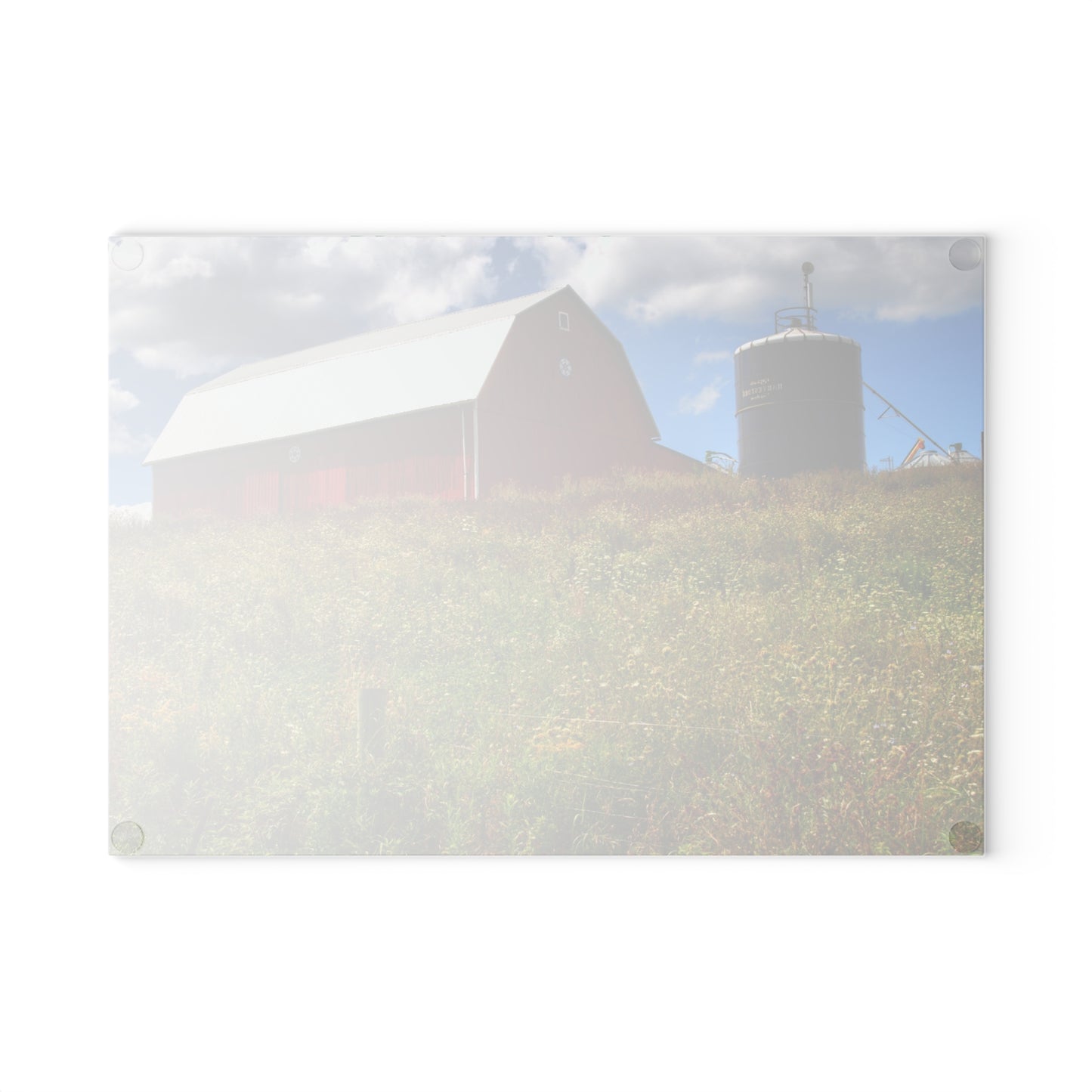 U R There Photography South Henderson Road Hilltop Red I Rustic Farmhouse Tempered-Glass Cutting Board