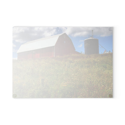 U R There Photography South Henderson Road Hilltop Red I Rustic Farmhouse Tempered-Glass Cutting Board