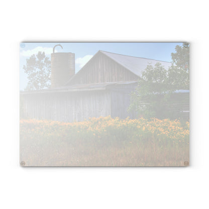 U R There Photography Church Road Grey II Rustic Farmhouse Tempered-Glass Cutting Board
