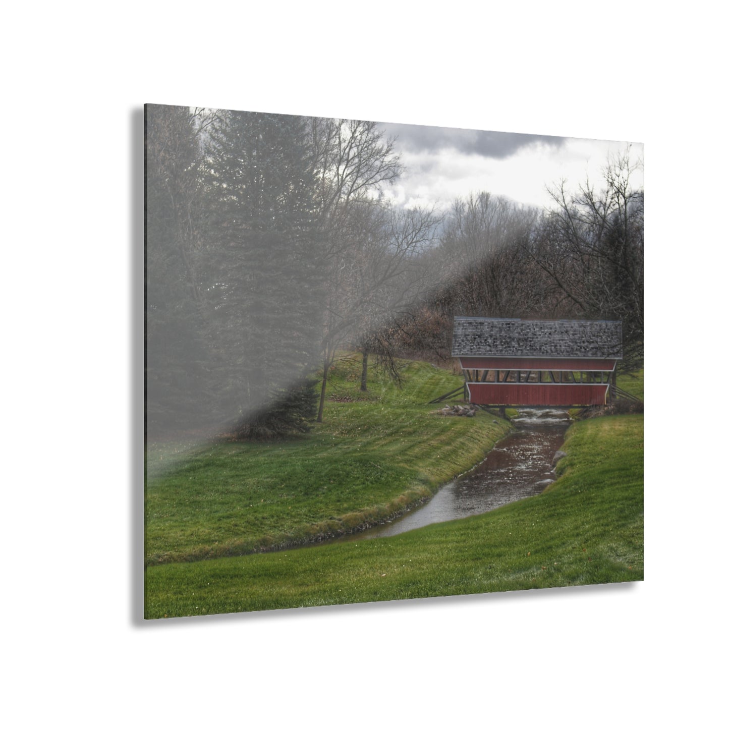 U R There Photography Hadley Covered Bridge III Rustic Farmhouse Acrylic Wall Print