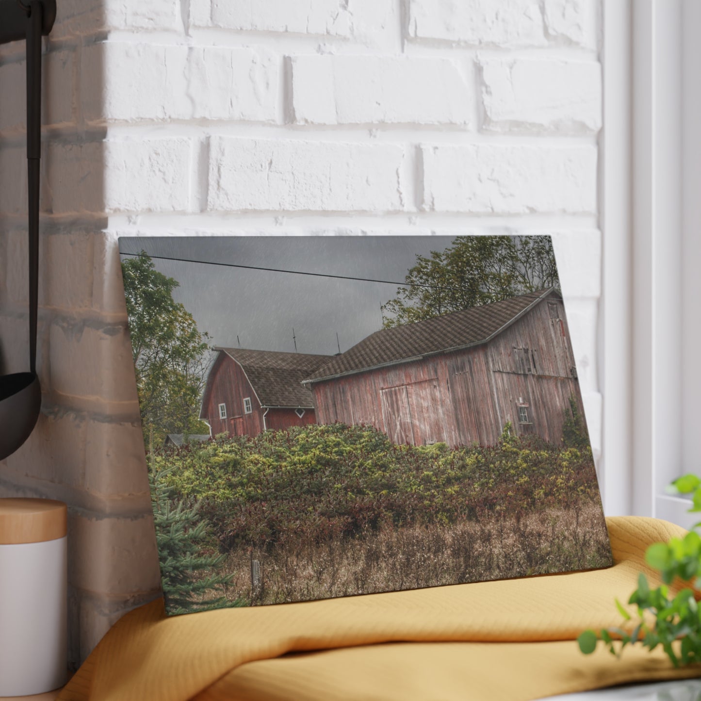 U R There Photography Washburn Reds Rustic Farmhouse Tempered-Glass Cutting Board