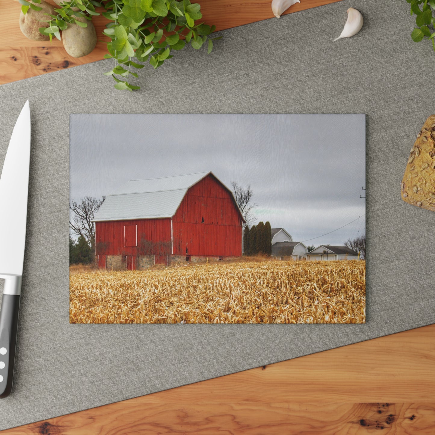 U R There Photography Jones Road Red Rustic Farmhouse Tempered-Glass Cutting Board